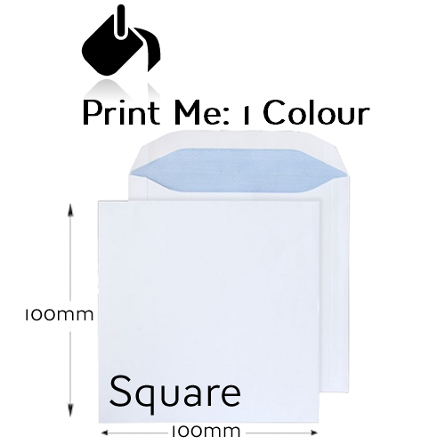100 x 100mm Square - Printed 1 Colour Front And / Or Back